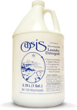 Oasis Biocompatible Laundry Detergent Liquid – Reuse Greywater for Plants – Clean, Safe, Concentrated & Effective, Grey Water Friendly, Sodium-Free, Biodegrades Into Plant Nutrients – HE 128 Loads