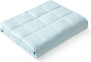 YnM Weighted Blanket,Heavy 100% Oeko-Tex Certified Cotton Material with Premium Glass Beads (Light Blue, 48”x72” 15lbs), Suit for One Person(~140lb) Use on Twin/Full Bed
