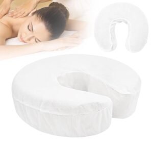 50Pcs Disposable Fitted Face Cradle Covers Non-woven Soft Massage Face Covers Headrest Pillow Spa Salon Bed Table Covers U-shaped Universal Size Pillowcase,White