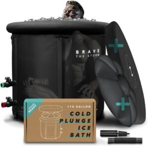 Cold Plunge Tub for Ice Baths at Home – 110 Gal Outdoor & Indoor Cold Water Plunge Tub with Lid – Water Chiller Compatible – XL Recovery Cold Plunge for Athletes – Portable Ice Bath & Accessories