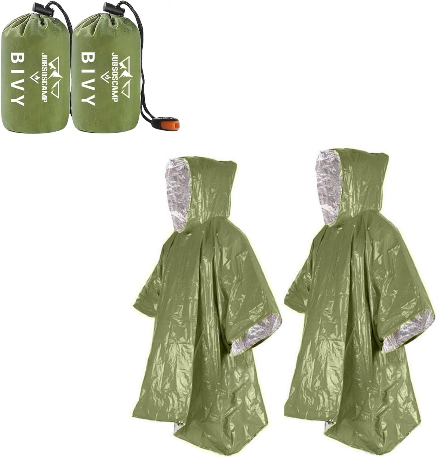Emergency Poncho, 48.8 x 39 In Hiking Poncho with Drawstring Bag and Whistle for Car Activities,Camping Gear
