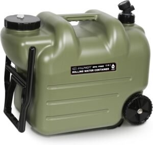 PalProt® Water Storage Container with Spigot | 7.4 Gal – Camping Water Jug with Portable Rolling Wheel – Reusable Long Term Water Dispenser with Hose – BPA Free Food Grade Emergency Water Tank