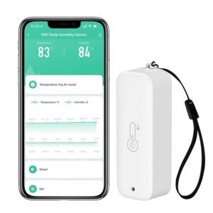 WiFi Hygrometer Thermometer Sensor: Wireless Smart Temperature Humidity Monitor with App Notification Alert, Data Storage Export, Calibration Function, Compatible with Alexa (White-1PCS)
