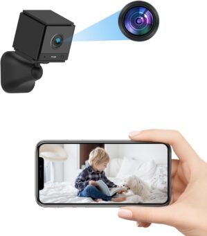Smhawk Small Indoor Camera, 2K FHD WiFi Camera, Mini Home Security Camera, Cloud & SD Storage Security Camera, Motion Detection Alarm Device, Auto Night Vision, Upgraded Stable Stand;（Black