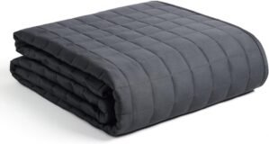 YnM Exclusive 15lbs Weighted Blanket, Smallest Compartments with Glass Beads, Bed Blanket for One Person of 140lbs, Ideal for Twin or Full Bed (48×72 Inches, 15 Pounds, Dark Grey)
