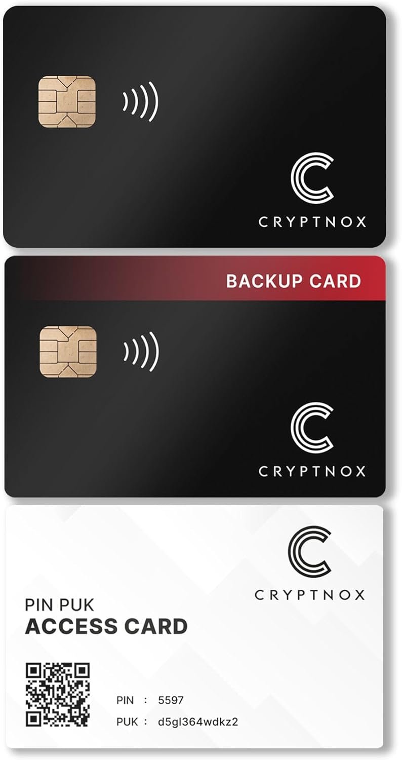 Ultra Secure Crypto Wallet Pack Of 2, Trusted Cold Storage Wallet for Bitcoin, Ethereum, NFT's & More Coins Via Card NFC Tap, Biometric Pairing, Rapid 23-Second Dual Card Initialization