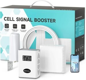 Cell Phone Signal Booster for All Carriers on Band 2/4/12/13/17/25 | Up to 7,000 Sq Ft with 2 High Gain Indoor Antennas | Easy Installation App Support | FCC Approved