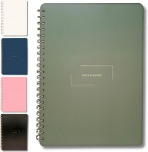 Undated Daily Planner | 8.25” x 11.75” To Do List Notebook | Work Productivity ADHD Organizer | Men and Women Planner | College Supplies | Evergreen | Portrait Layout