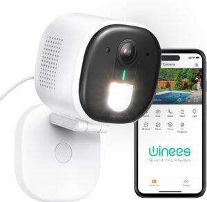 winees Security Cameras Outdoor, Wired 2K Wi-Fi Cameras for Home Security, 2.4G Indoor Camera, Human/Pet AI Detection, Color Night Vision, 2-Way Audio, Support Cloud/128G SD Card Storage