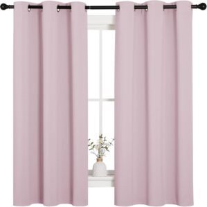 NICETOWN Nursery Essential Thermal Insulated Solid Grommet Top Blackout Curtains/Drapes (1 Pair, 42 x 63 inches in Baby Pink)