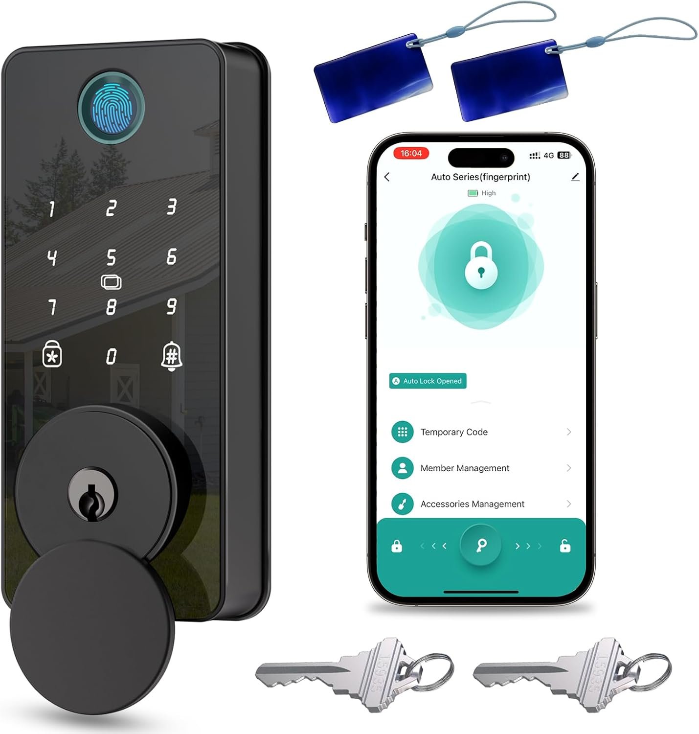 Smart Deadbolt Door Lock with Keypad,Fingerprint Door Lock,Keyless Entry Electronic Dead Bolt, Auto Lock&One Touch Lock, App Control