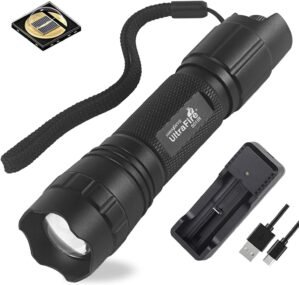 ULTRAFIRE 850nm IR Illuminator Adjustable Focus LED IR Flashlight Infrared Light,Stepless Dimming Hunting Flashlight for Night Vision Devices,Infrared Illuminator Torch with Charger and UFB26