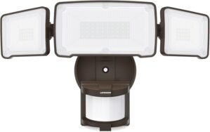 LEPOWER LED Security Light Motion Sensor Light Outdoor, 38W 4200LM Motion Security Light, 5500K, IP65 Waterproof, 3 Head Motion Detected Flood Light for Garage, Yard, Porch (Not Solar Powered, Brown)