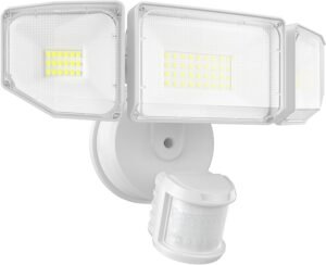 85W LED Security Lights Motion Sensor Light Outdoor, 8500LM Dusk to Dawn, IP65 Waterproof, 6500K, 3 Head Motion Detected Flood Light, Floodlight for Outside, Garage, Yard, Porch (White)