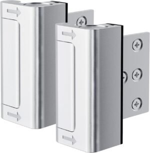 2Pcs Security Door Locks, Door Reinforcement Lock for Childproof, Withstand 800lbs Force, Elevate Home Security, and Deter Unauthorized Entry, Aluminum Construction (Silver)