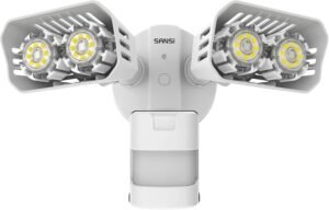 SANSI LED Security Lights, 18W (150Watt Incandescent Equiv.) Motion Sensor Lights, 1800lm 5000K Daylight Waterproof Outdoor Floodlights with Adjustable Dual-Head, White