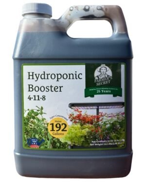 Farmer’s Secret Hydroponic Booster Fertilizer – Super Concentrated 4-11-8 Formula – Use with Any Hydroponic or Aeroponic System – Great for Herbs, Veggies, Fruits, and More (32oz)