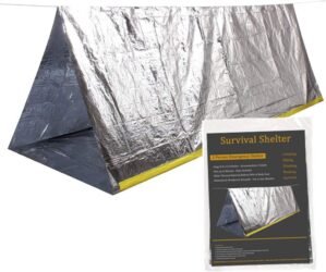 Emergency 2 Person Ultralight Survival Shelter, Tube Tent with Space Blanket for Camping, Hiking