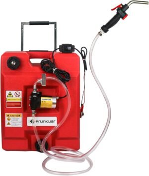 12.5 Gallon Portable Fuel Caddy Gas Storage Tank Container with 12V DC Automatic Gasoline Fuel Transfer Pump with Forward and Reverse Pumping, Portable Liquid Pump for Gasoline, Diesel, Kerosene & More