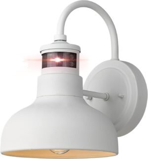 9&#8243; Outdoor Light Fixture with Motion Sensor, Dusk to Dawn Exterior Wall Light E26 Base Socket Barn Light, IP65 Waterproof Outside Wall Sconce for Porch, House, Garage, Farmhouse, 2210SWH-1