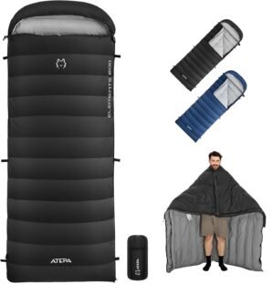 ATEPA Ultralight 650 Fill Power Down Sleeping Bag for Adults, 3 Season Cold Weather & Warm Compact Sleeping Bag with Compression Sack for Backpacking, Hiking, Camping