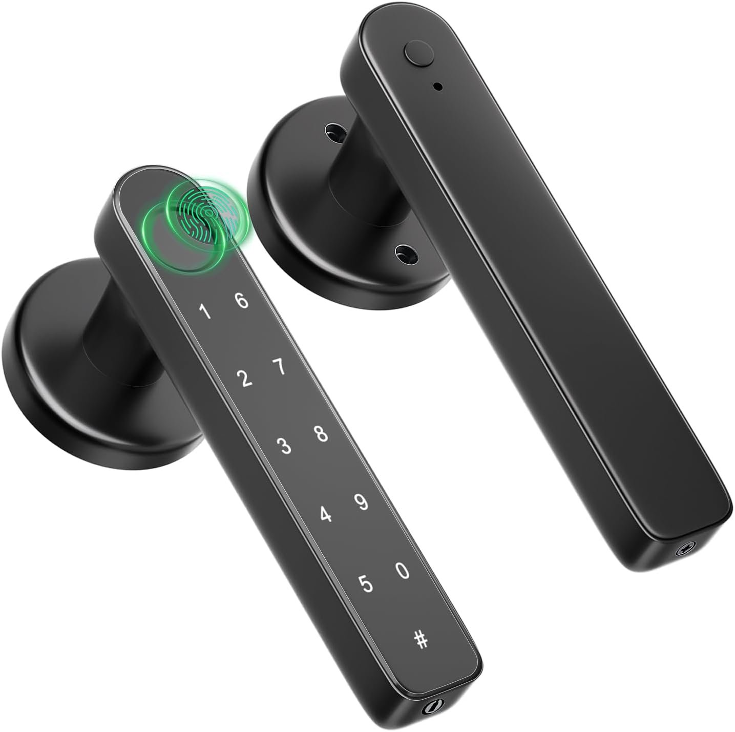 Fingerprint Door Knob Biometric Door Lock with Code Keyless Entry Door Handle for Bedroom Home Hotel Office Apartment Black