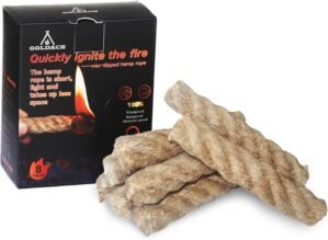 GOLDACE100% Windproof, Rainproof and Moisture- Emergency Survival Tool Kits| Long-Lasting Fire Starters for Campfires| Camping Cooking Kindling Tinder| fire Rope Hemp core| Unlimited Shelf Life