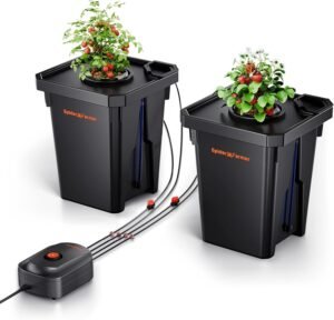 Spider Farmer DWC Hydroponics Grow System with 7-Gallon Deep Water Culture, New Triangular Cover Design, Recirculating Drip Garden System with Top Drip Kit, 8W Air Pump, 2 Buckets