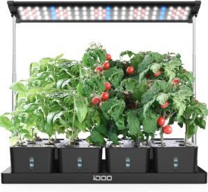 iDOO 20 Pods Indoor Herb Garden Hyrdroponics Growing System with LED Grow Light and 4 Removable Water Tank, Free Timing Setting, 27″ Adjustable Height, Christmas Gardening Gifts for Women Mom Dad