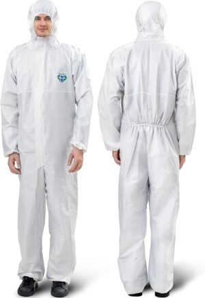 Medtecs Hazmat Suits – 6 Sizes Options – Disposable Coveralls Suit, Medical Protective Coverall PPE Hazmat Suits