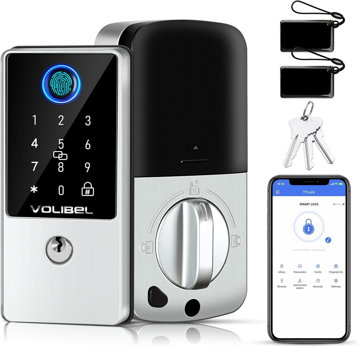 Smart Lock, 7-in-1 Keyless Entry Door Lock with Fingerprint, Remote & Voice Control, Auto Lock, Electronic Touchscreen Deadbolt Lock, Biometric Smart Door Lock for Front Door, D1-T