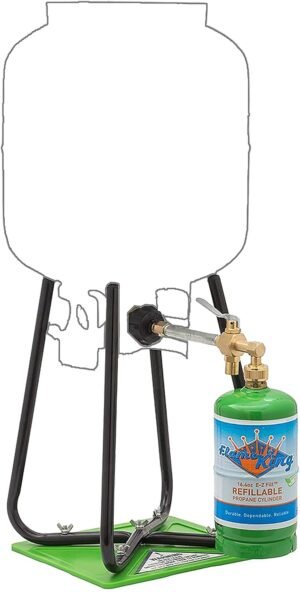 Flame King Refillable 1LB Empty Propane Cylinder Tank with Refill Kit and CGA600 Connection – Reusable, Safe and Legal Refill Option, DOT Compliant