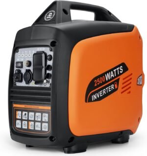 Portable Inverter Generator 2500W Gas Powered, Long Runtime Gas Generators for Home Use, Camping, Super Quiet Emergency Home Backup, with CO Sensor, EPA Compliant