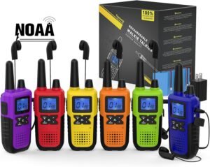 Walkie Talkies for Adults Long Range Walkie Talkies Rechargeable – Long Distance Walkie Talkies 6 Pack Family 2 Way Radios Walkie Talkies with Earpiece Mic Set USB Charger Battery NOAA Alert