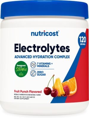 Nutricost Electrolyte Complex Powder (120 Servings, Fruit Punch) – Hydration Supplement Drink Mix with Vitamins and Minerals