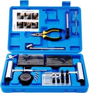 Tire Repair Kit – 68pcs Heavy Duty Tire Plug Kit, Universal Tire Repair Tools to Fix Punctures and Plug Flats Patch Kit for car Motorcycle, Truck, ARB，ATV, Tractor, RV, SUV, Trailer