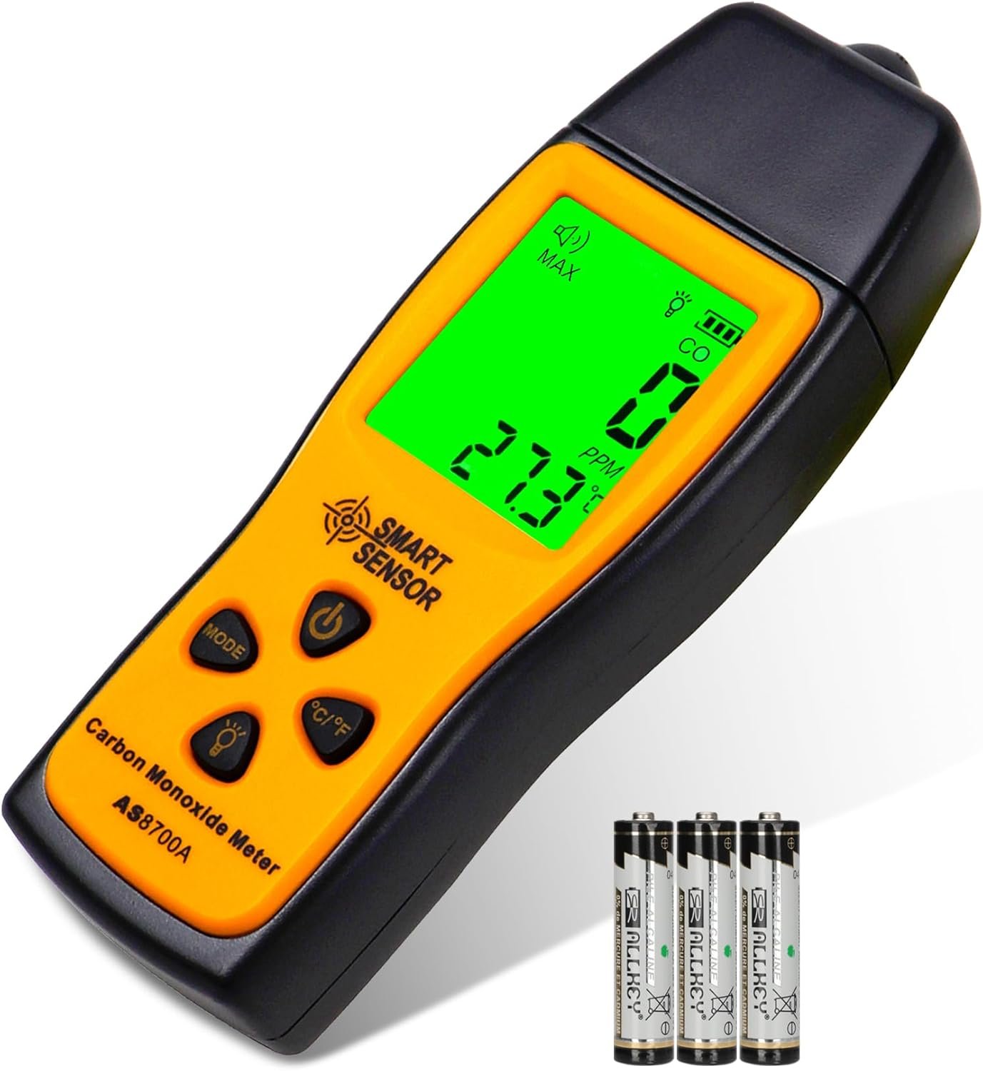 Carbon Monoxide Detectors, Portable CO Detector with Temperature Sensor & LCD Backlight Screen, Handheld Carbon Monoxide Meter Tester 0-1000PPM Range, Indoor/Oudoor (Includes Battery x3)