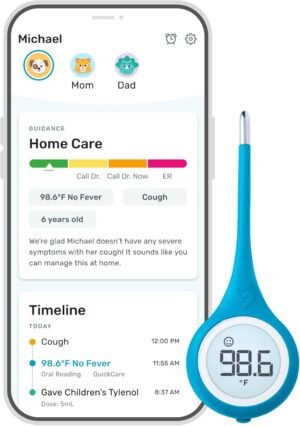 Kinsa Smart,Fever, Digital Medical Baby, Kid and Adult Termometro – Accurate, Fast, FDA Cleared Thermometer for Oral, Armpit or Rectal Temperature Reading – QuickCare