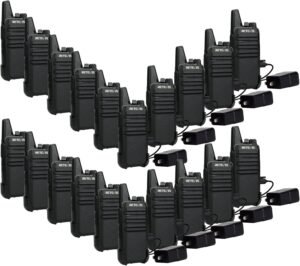 Retevis RT22 Walkie Talkies Mini, Rechargeable Two Way Radio Long Range, 2 Way Radio Small, Portable VOX, for Business Commercial Work School Church Restaurant (20 Pack,Black)