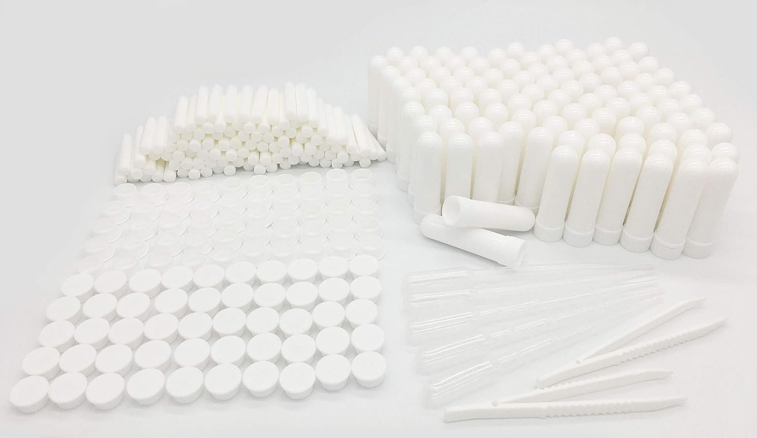 Essenial Oil Aromatherapy Blank Nasal Inhtaler Tubes (Includes 100 inhalers+110 unscented Wicks+5 Plastic Droppers+2Plastic Tweezers)