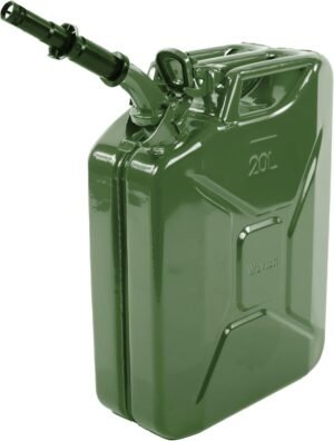 Wavian USA Authentic NATO Jerry Can and Spout System – Rust-Proof, EPA & CARB Compliant, Green, 20 Litre, Metal Gas Can 5 Gallon