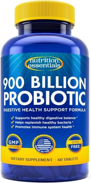 Probiotics for Women and Men – with Lactase Enzyme and Prebiotic Fiber for Digestive Health – 80%+ More Potent Supplement for Gut Health Support – Vegan Raw Probiotic Formula, Made in The USA