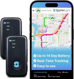 (2 Pack) Spytec GPS Smart Mini GPS Tracker for Vehicles Cars Trucks Loved Ones, Fleets, Hidden Tracker Device for Vehicles with Unlimited US and Worldwide Real-Time Tracking App – USA Made Tech