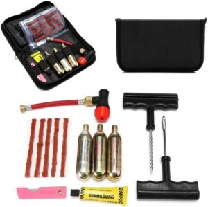 CO2 Tyre Tire Inflator Puncture Tubeless Repair Tools Kit Motorcycle，ATV, Bike