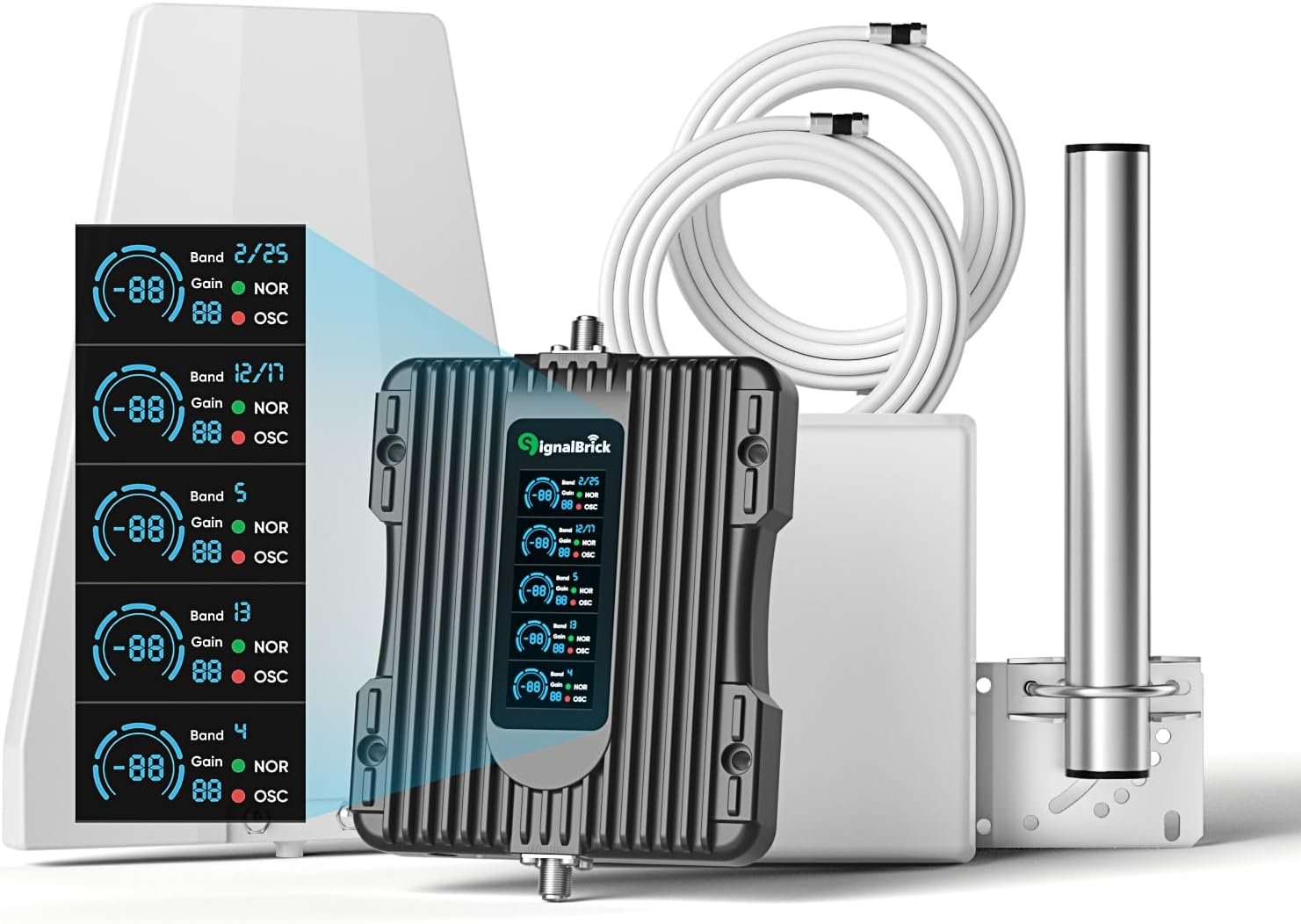 Cell Phone Booster for Home with LCD Display,Five-Band Cell Phone Signal Booster Up to 5,000 Sq.Ft,Boost 5G & 4G LTE for All U.S. Carriers - Verizon, AT&T, T-Mobile & More,FCC Approved