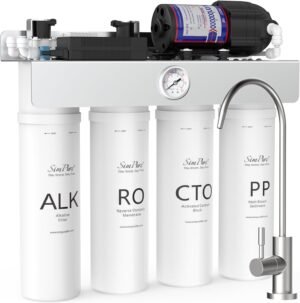 SimPure Alkaline UV Reverse Osmosis System, NSF/ANSI 58 Certified, Tankless RO Water Filter System 400 GPD, pH+ Remineralization Water Filtration Under Sink, BPA Free, Built-in Pump