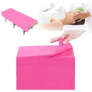 100Pcs Disposable Bed Sheets,31”x71” Waterproof Massage Table Sheet Protector Non Woven Fabric Bed Cover for Massage Therapy Tattoo Beauty Salon Hotels Esthetician (Pink)