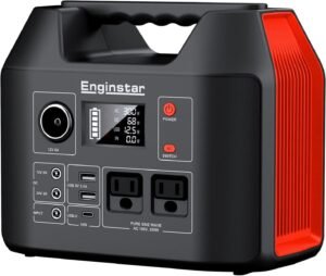 EnginStar Portable Power Station 300W 296Wh Battery Bank with 110V Pure Sine Wave AC Outlet for Outdoors Camping Hunting and Emergency, 80000mAh Backup Battery Power Supply for CPAP