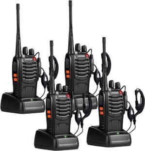 Walkie Talkies Long Range for Adults with Earpieces,16 Channel Walky Talky Rechargeable Handheld Two Way Radios with Flashlight Li-ion Battery and Charger（4 Pack）