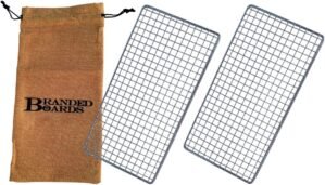 Portable Bushcraft Stainless BBQ Cooking Grill Grate, Bamboo Cutting Board, Burlap Bag, Mini Knife, Fire Starter Kits. Camping, Campfires, Backpacking, Hunting & Fishing Gear